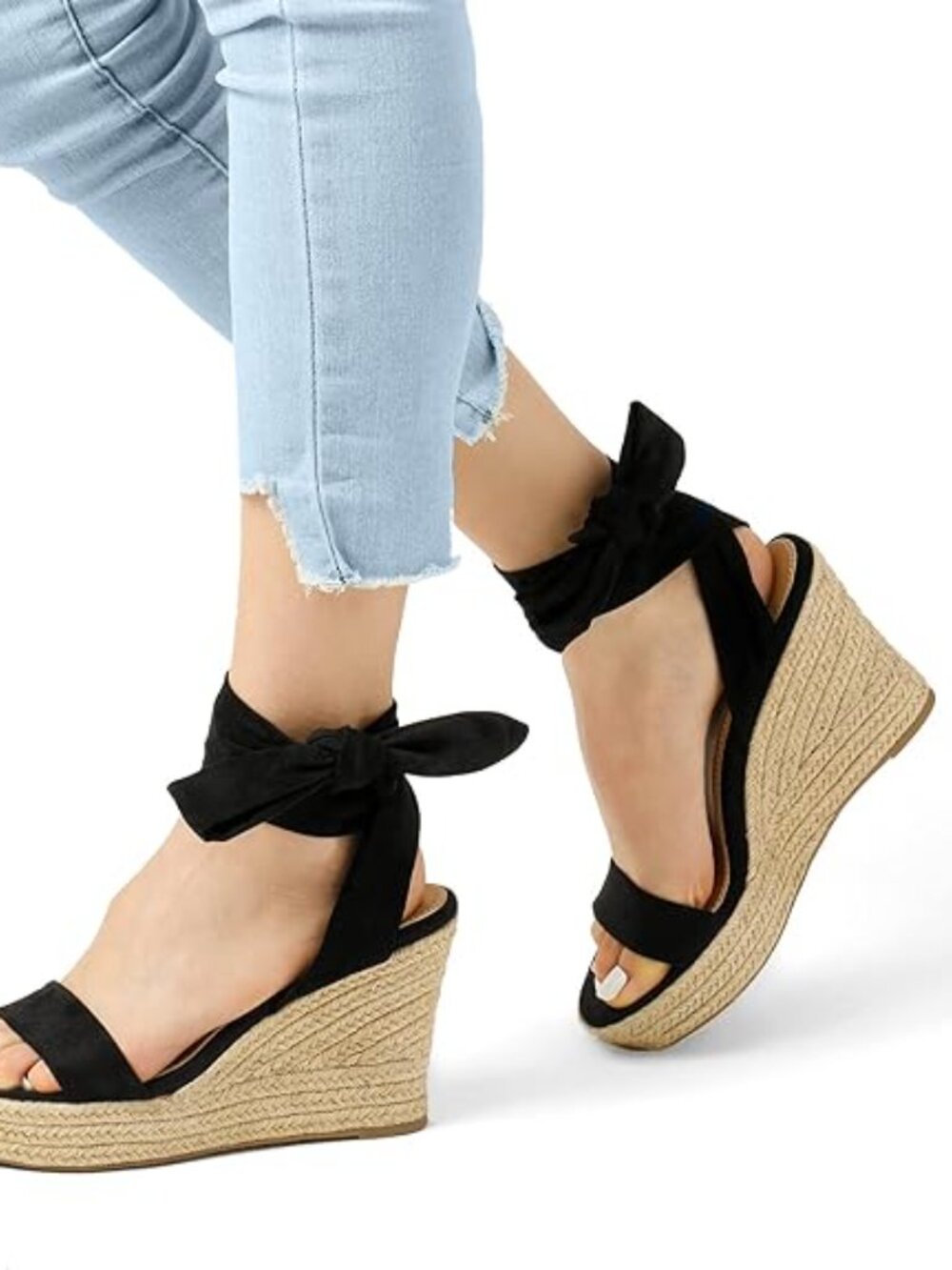 Womens Open Toe Espadrilles Wedges Tie Lace Up Cute Ankle Strap Platform Sandals